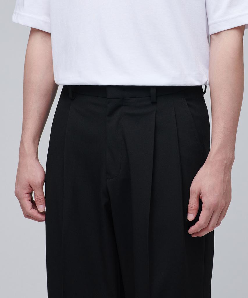 MUSINSA STANDARD Real Wide Belted Slacks [Black]