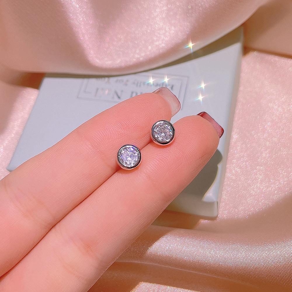 925  New Single Diamond Temperament Luxury All-match Necklace Ring Set Ladies Simple Small Circle Jewelry Gift