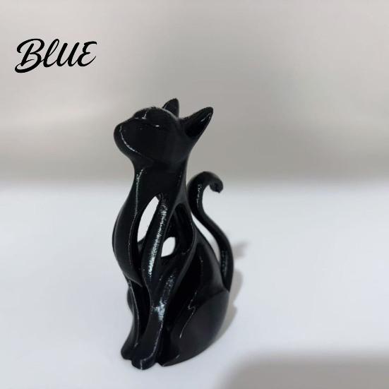 PLA Cat Sculpture 3D Printed Hollow Figurine Modern Black White Kitten Statue