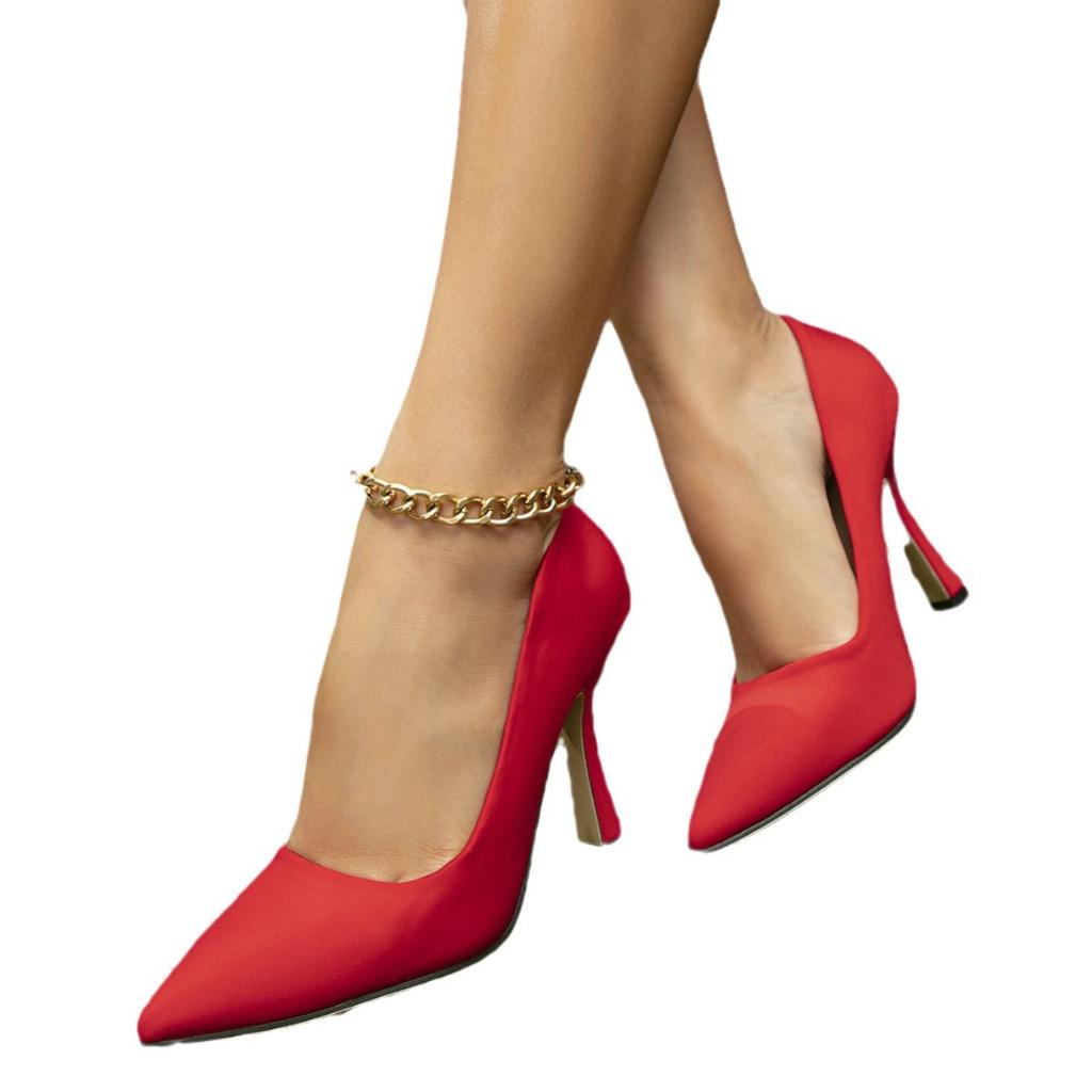 Women's Single Shoes 20252025 Solid Color High Heels Stiletto Large Size Women's Shoes Ins Style Simple Pointed
