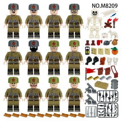 12pcs World War II Military Series Mountain Field Forces Soldier Minifigus Building Blocks