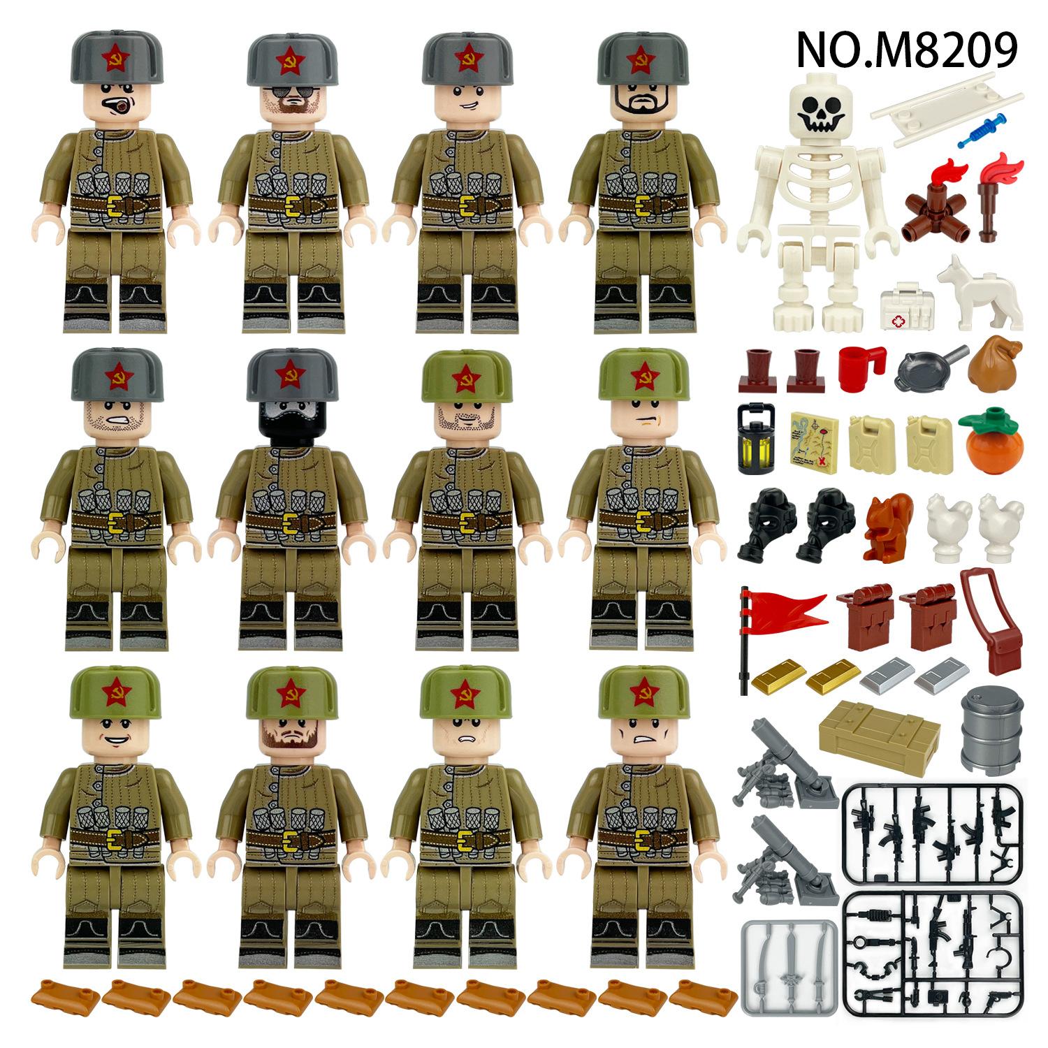 

12pcs World War II Military Series Mountain Field Forces Soldier Minifigus Building Blocks