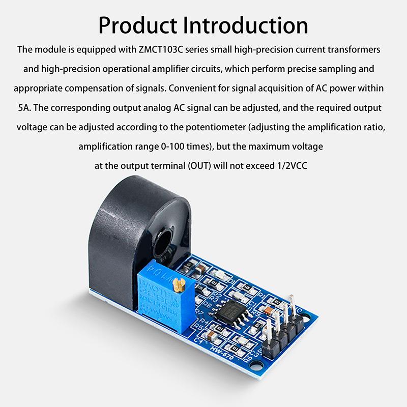 1/3/5Pcs Zmct103C 5A Range Single Phase Ac Active Output Onboard Precision Micro Current Transformer Module Current Sensor