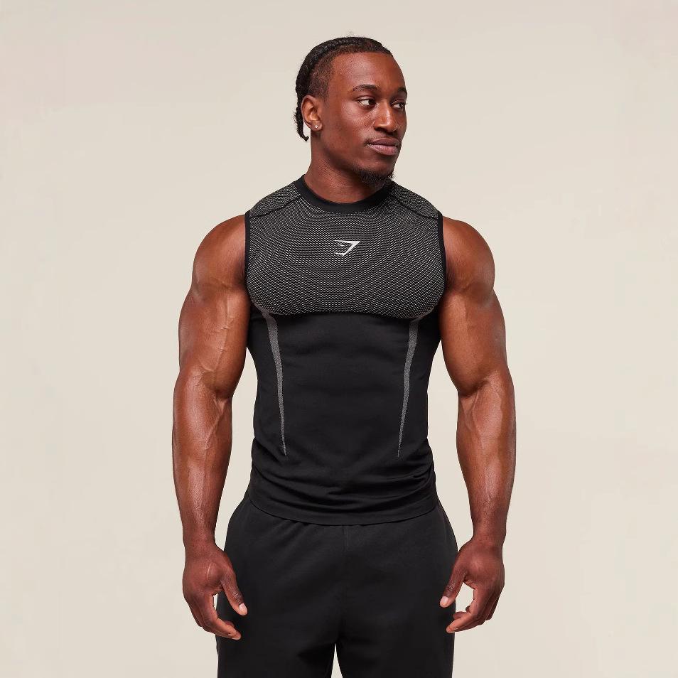 GYMSHARK Men's Breathable Tight-Fit Training Vest - Short Sleeve