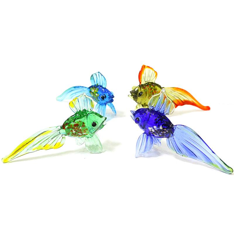 Murano Glass Sea Fish Mini Figurines Colorful Cute Vivid Simulation Marine Animal Craft Ornaments Home Aquarium Decor Collection