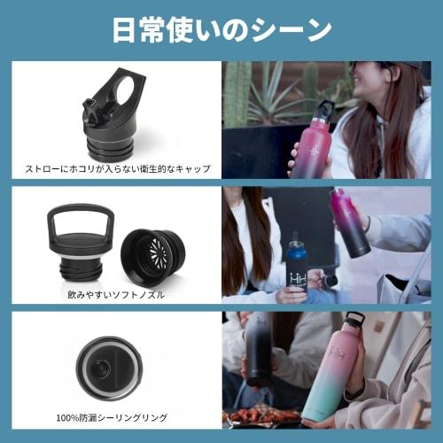 HAPPDA Straw Water Bottle, 1 Liter, Insulated, Large Capacity, Vacuum Insulated, Lightweight, Wide Mouth, Easy To Clean, Leak-Proof, Suitable for Carb