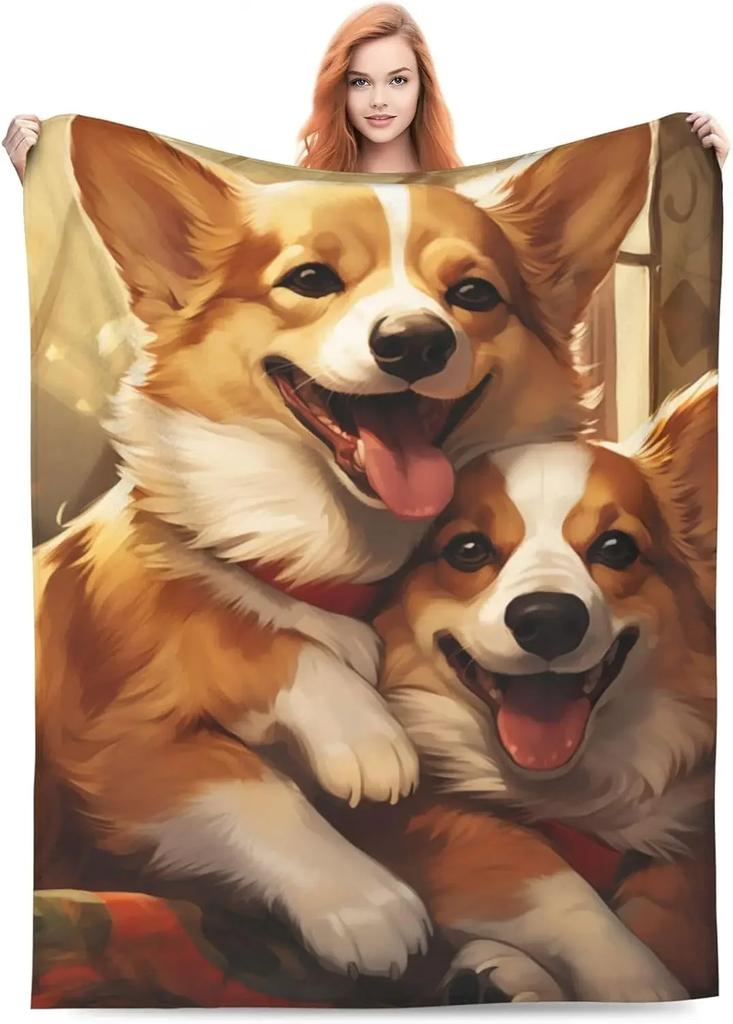 CorgiPrint Throws Soft  Lightweight Blankets for Dog Lovers Perfect Gift for Boys  Girls