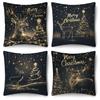 Gleaming Christmas Pillowcases: Deer & Tree Designs with 'Merry Christmas' Motifs Sofa Cushion Cover New Year Home Decoration