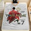 1PC Cr7 Custom Name Patterned Flannel Blanket Suitable For All Seasons For Home Decor Warmth And Comfort Gifts Holiday Present