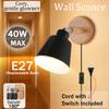 LED Wall Light E27 Bulb Replaceable 85-265V 3 Color Wall Lamp Bedside Light Living Room Bedroom Wall Sconce Decor Lighting