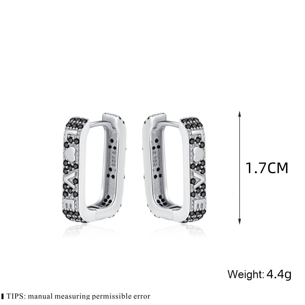 Black Awn New Classic Silver Color Round Trendy Spinel Engagement Hoop Earrings for Women Jewelry I181