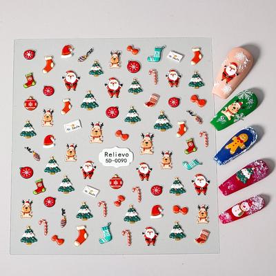 New Christmas Holiday Nail Art Stickers Cartoon 5D Three-dimensional Relief Nail Art Jewelry Nail Stickers