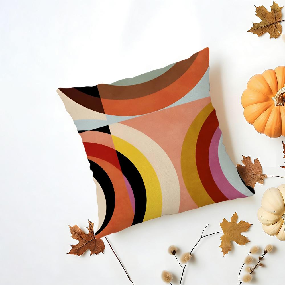 Calm Stylish Morandi Geometric Abstraction Cushion Cover Washable Linen Pillowcase Soft For Daily Sofa Bed Home Room Decor