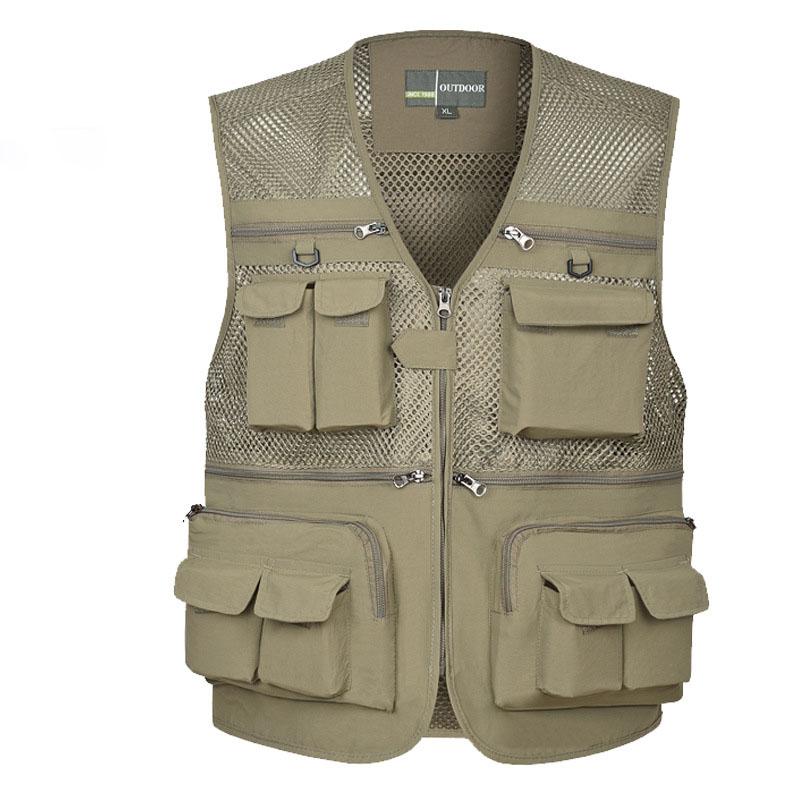 Fishing Vest Breathable Fishing Travel Mesh Vest with Zipper Pockets Summer Work Vest for Outdoor Activities