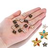 2Pcs Fashion Black White Heart Flower Earrings Charms Golden Plated Stainless Steel Zirconia Petal Pendant Necklace DIY Findings