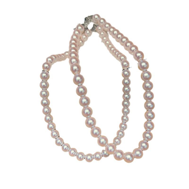 Cherry Blossom Pink Pearl Necklace: Elegant, Lustrous, Perfectly Round - Ideal for Spring & Versatile for Women