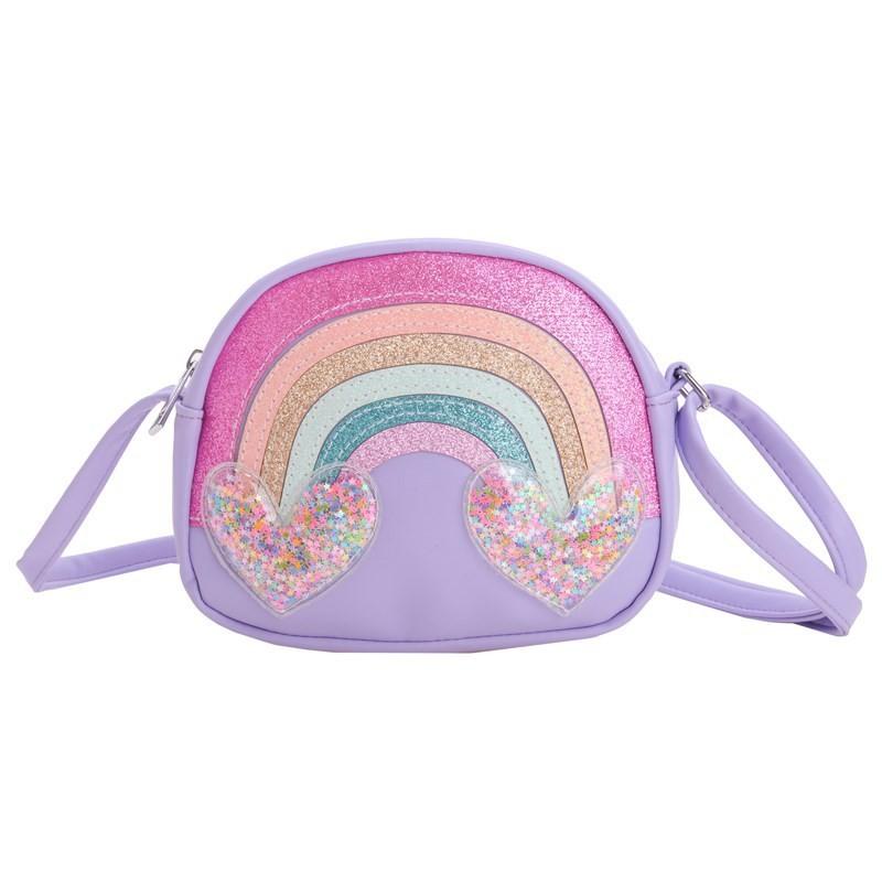 Cute Japanese Style Rainbow Heart Shoulder Bag For Kids With Cartoon Design