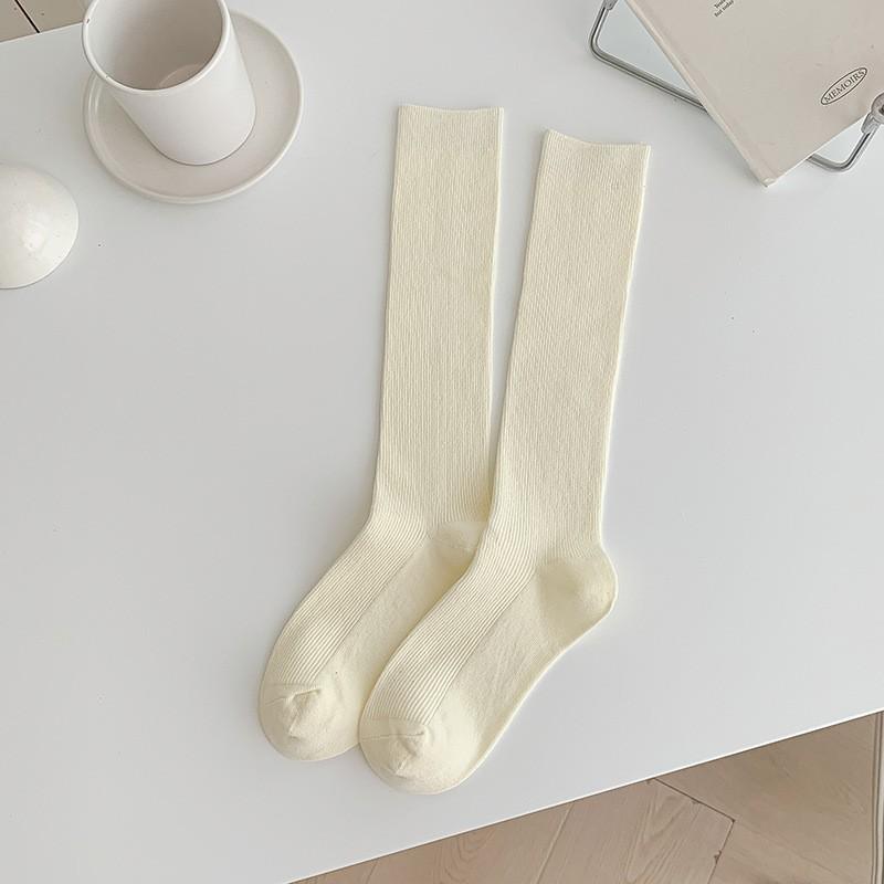 Socks Pure Cotton Calf Socks Pressure Thin High Stockings Cotton Double Needle Boneless Stacking Socks