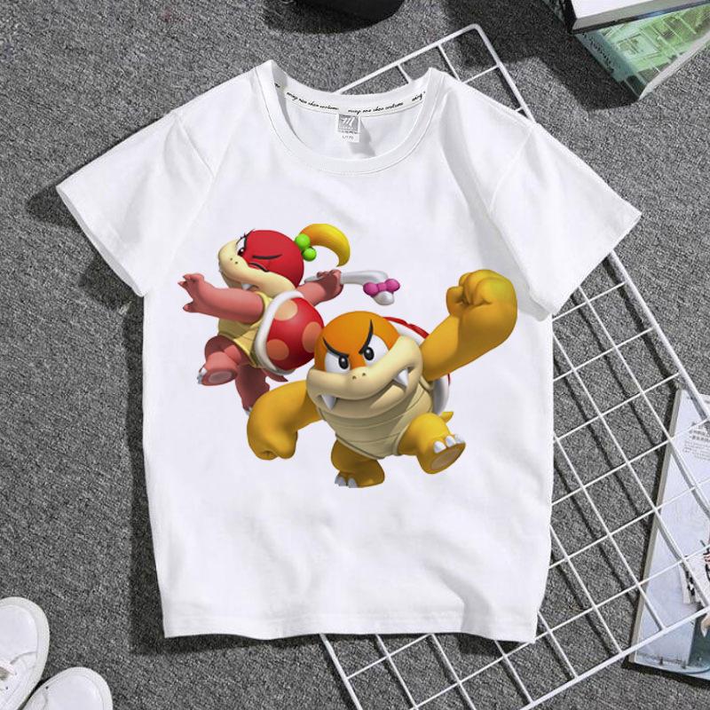 Children's Round Neck White Cartoon Game T-shirt