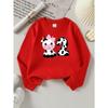 European Sizes Girls' Long-Sleeve Round Neck Sweatshirt "Cute Cow Number Two" Print, Spring/Autumn, Casual, Daily & Sports.