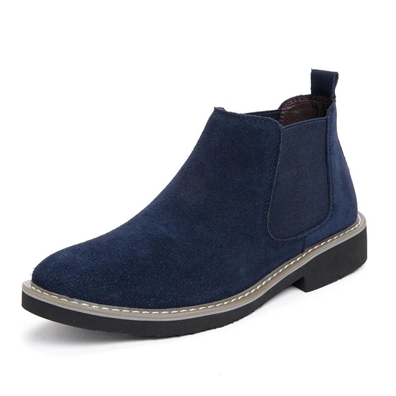Casual Boots Shoes Man Fashion Casual Men Ankle Chelsea Boots Male Shoes Cow Suede Leather Slip On Motorcycle Shoes Size 47 48