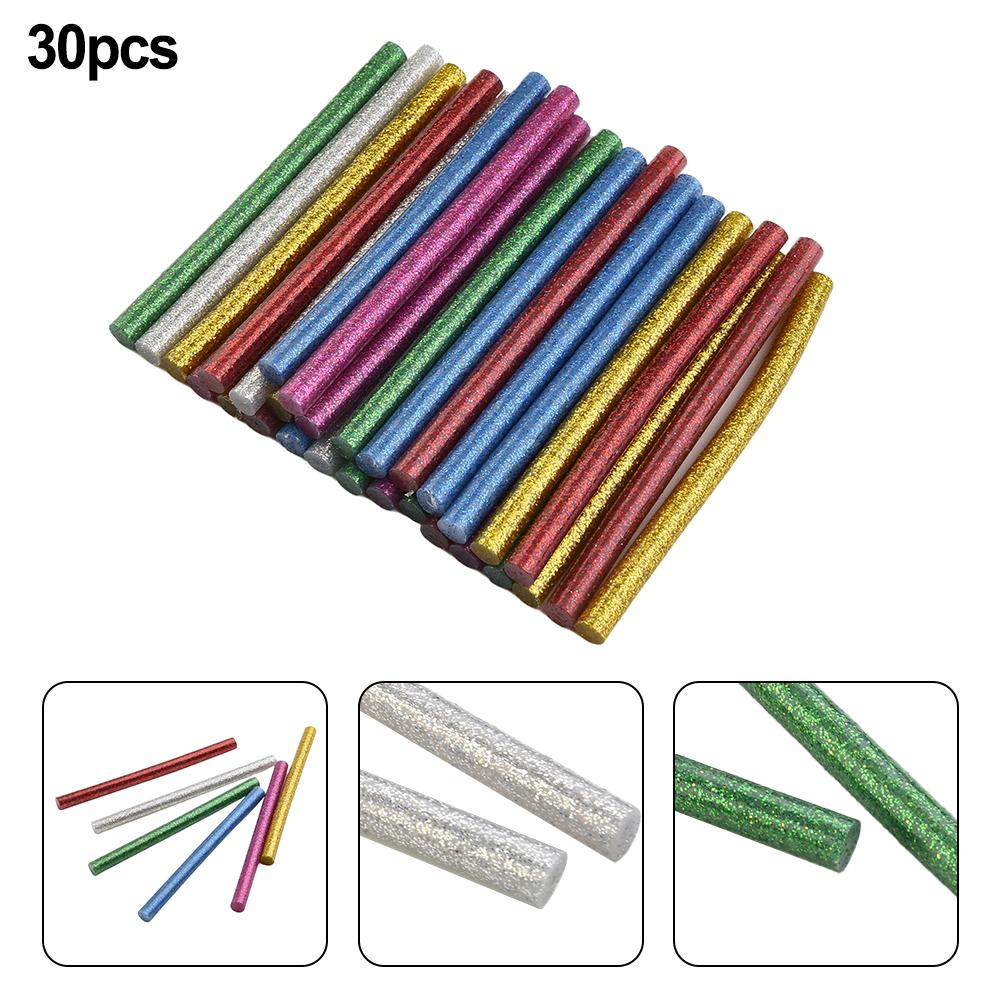 30pcs Hot Glue Glitter Glue Colored Hot Melt Glue Repair Tool For Wood/plastic/fiber/electronic/electrical Components/ceramics