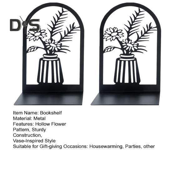 2ks Knihovna Konce knih Dutý květinový vyřezávaný vzor Vázy zarážky na knihy Design ve tvaru L Protiskluzový držák na knihy