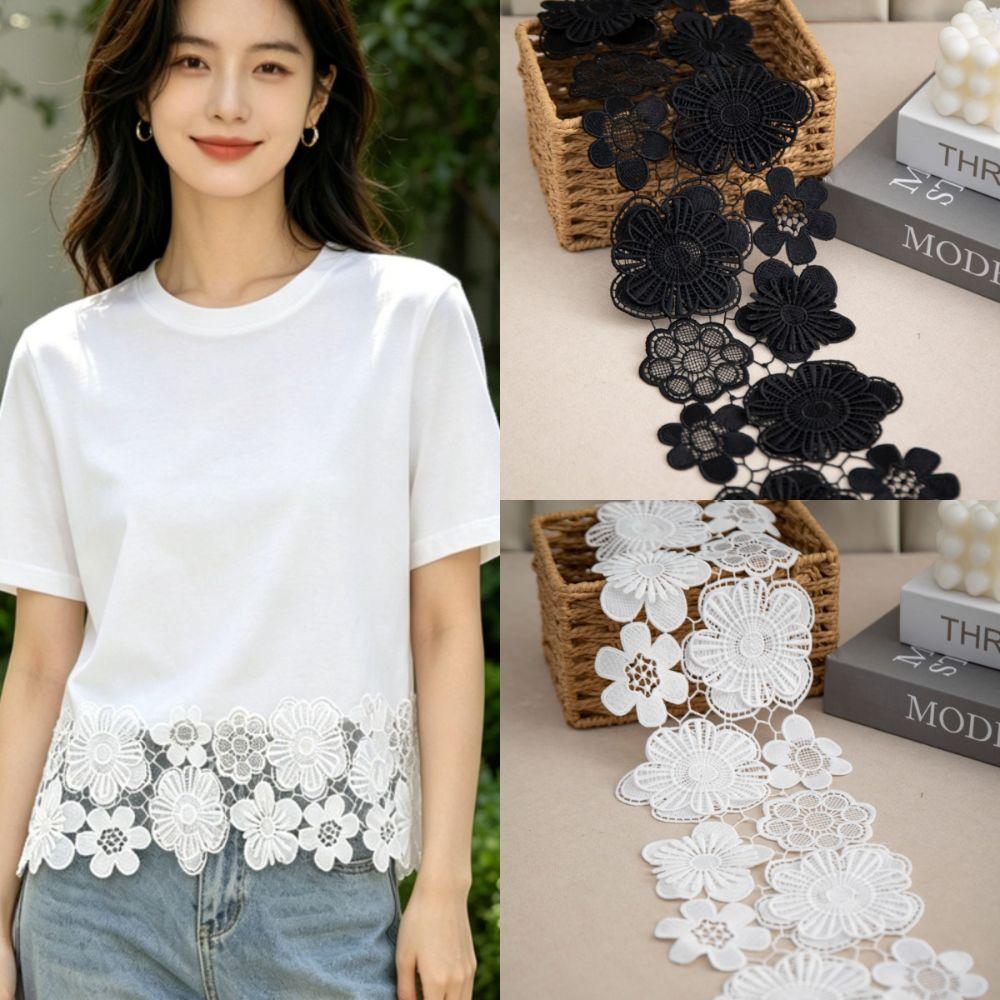 Sewing Supplies Embroidered Flower Ribbon 3d Flowers Fringe Trim Embroidered Trim Ribbon Cloth