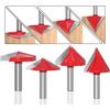 Lot 6 fraises V 8 mm (22/32 mm) – 60°/90°/120° pour CNC, défonceuse, gravure bois, PVC, MDF