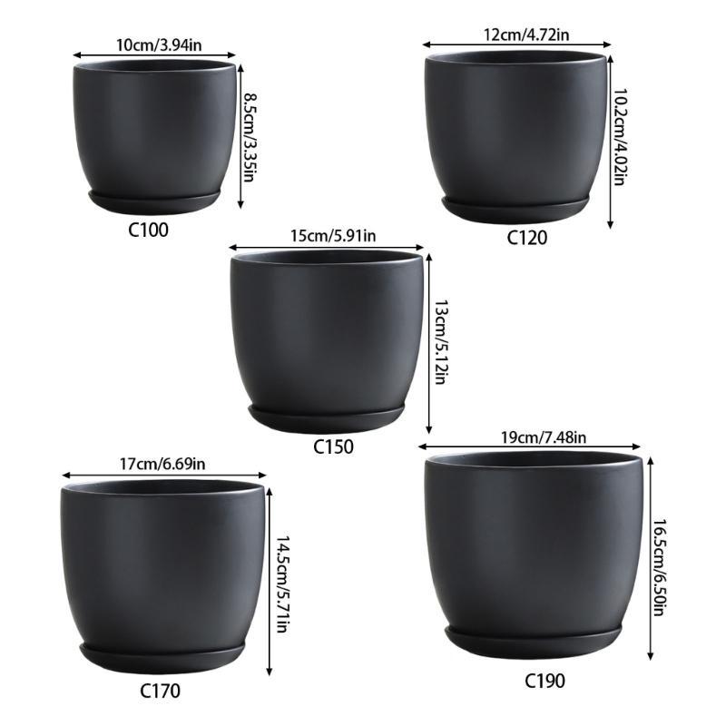 Classical Black Flower Pot For Indoor And Outdoor Plant Lovers Desktop Ornament
