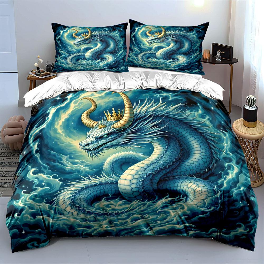 Majestic Dragon Art Decor Set Bedding Set with 1 Duvet Cover 2 Pillowcases Single Double King Queen, Gift