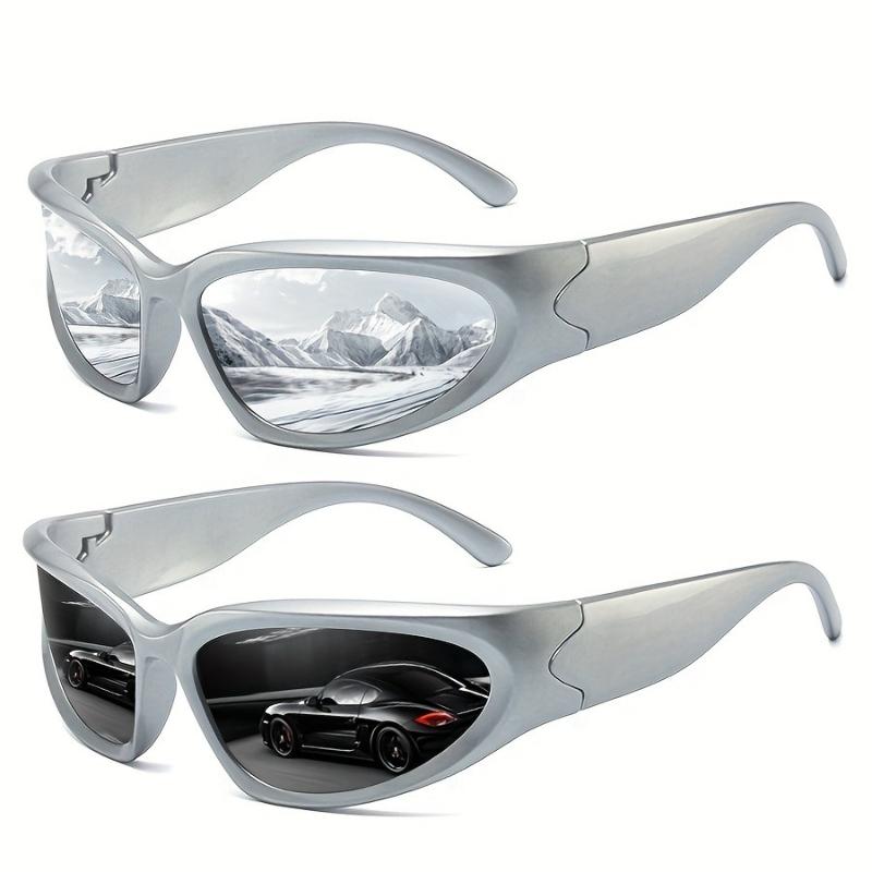 

2 ШТ. Солнцезащитные очки-обертыши Футуристический стиль Технологии Спортивные солнцезащитные очки для езды Хип-хоп Панк Y2K Солнцезащитные очки Женские Мужские