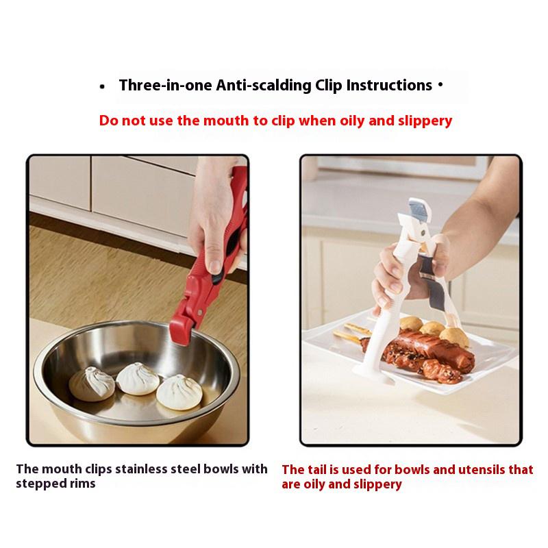 3-In-1 Anti Scalding Clip Tray Holder Bowl Holder Multifunctional Tray Holder Anti Slip Home Kitchen Silicone Anti Scalding Clip