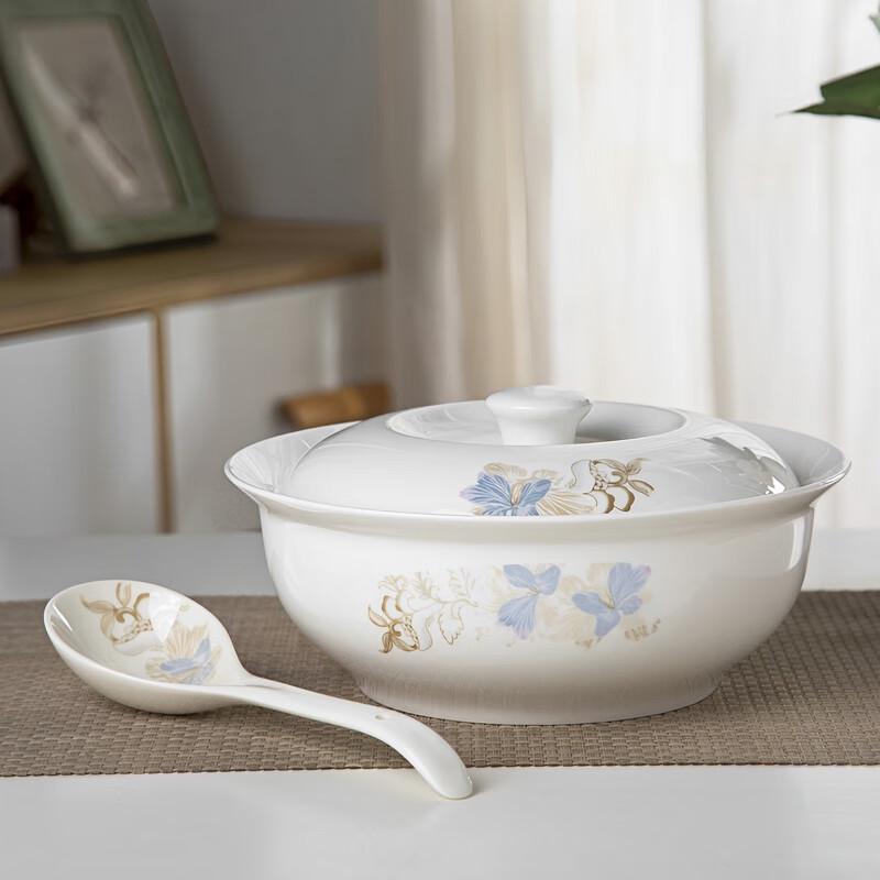Qiuci Large Ceramic Lidded Soup Bowl