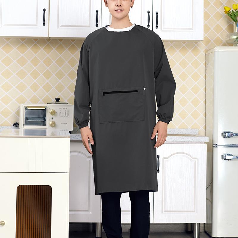 Unisex Waterproof & Acid-Resistant Smock Apron, Long-Sleeved, Plus Size, Reversible, Zipper Closure XL