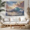 Sunset Wave Tapestry Japanese Anime Style Bedroom Ins Style Atmosphere Decoration Wallpaper Room Decoration
