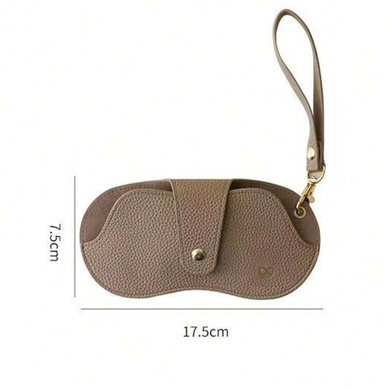 Portable Sunglasses Pouch Leather Neck-Hanging Eyeglass Case Anti-Pressure Protective Sleeve Fashionable Storage Bag for Eyewear