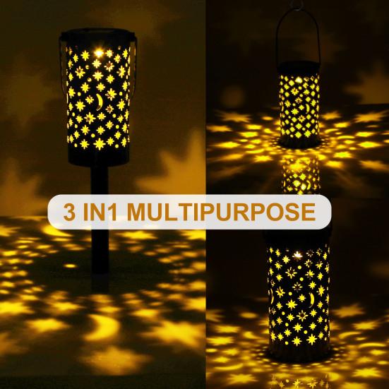 6Pcs Solar Pathway Lights Outdoor Waterproof Garden Decor Hollow Moon Star Lighting LED