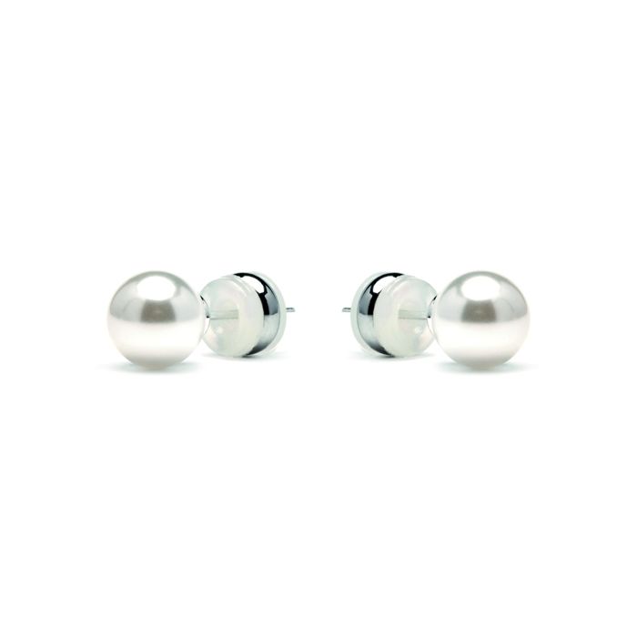 Luxenter Earrings with White Pearl Silver Finish - Wasai