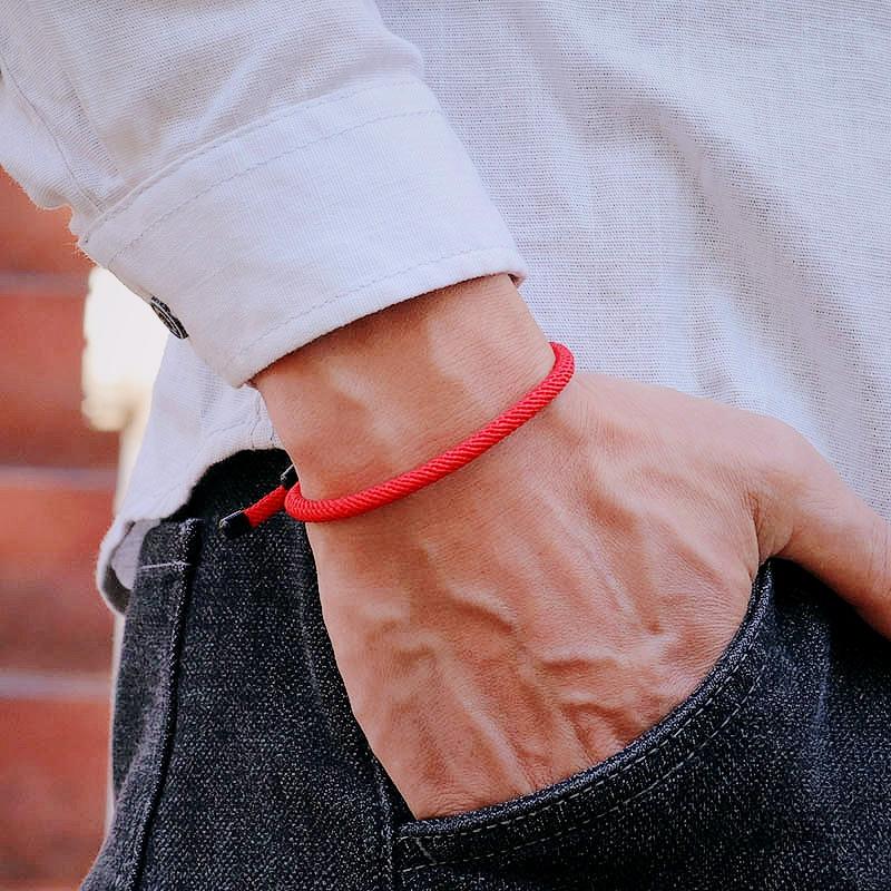 New Minimalist Lucky Red Thread Bracelet Unisex Stainless Steel Adjustable Cord Braclet Valentine Day Braslet Gift For Lovers