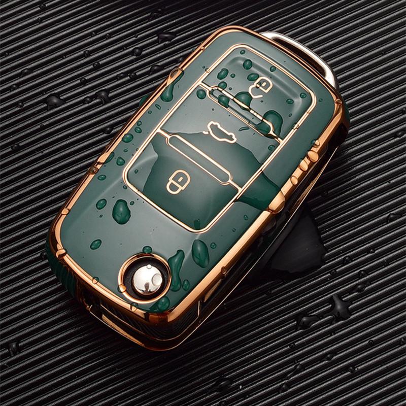 TPU Car Flip Key Case Cover Shell for Volkswagen VW Polo Golf Passat Tiguan Beetle Caddy T5 Up Eos Skoda Octavia Seat Leon Altea