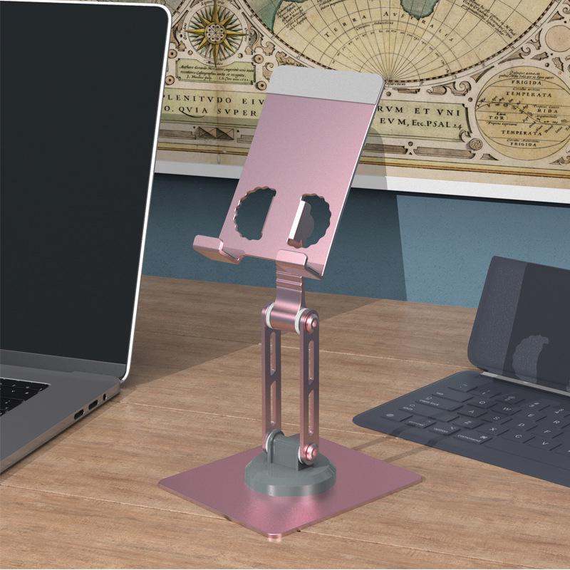 Foldable Metal Phone & Tablet Stand for Desktop Live Streaming and Overhead Shots, 360° Rotating, Perfect Gift.