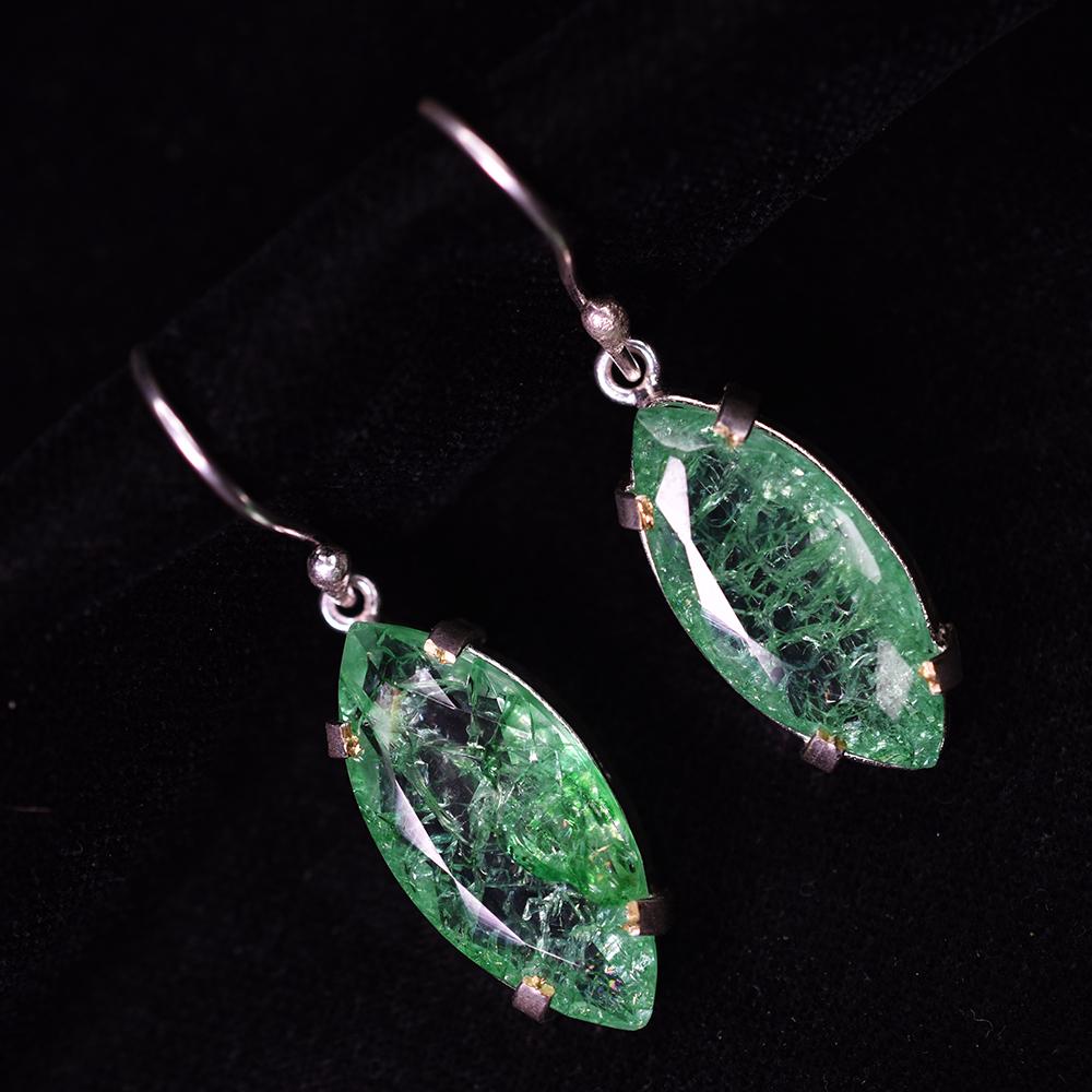 925 Sterling Silver 57 Ct CERTIFIED Earring Natural Marquise Green Emerald Gems MY.ER-42-NS