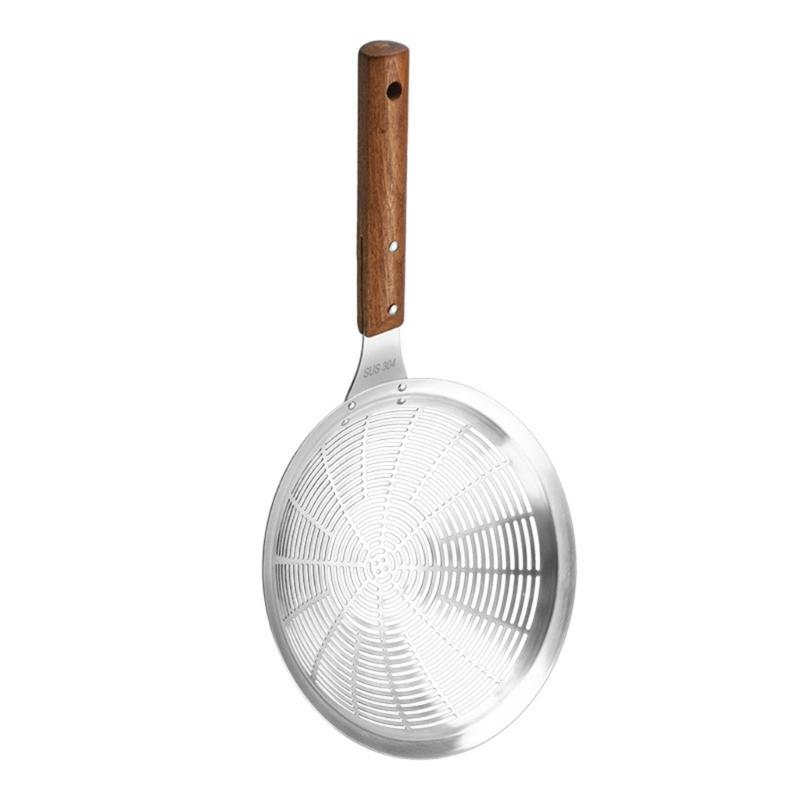 Kitchen Strainer Skimmer Ladle 304 Stainless Steel Mesh Colander with Long Wood Handle Cooking Utensils for Cooking