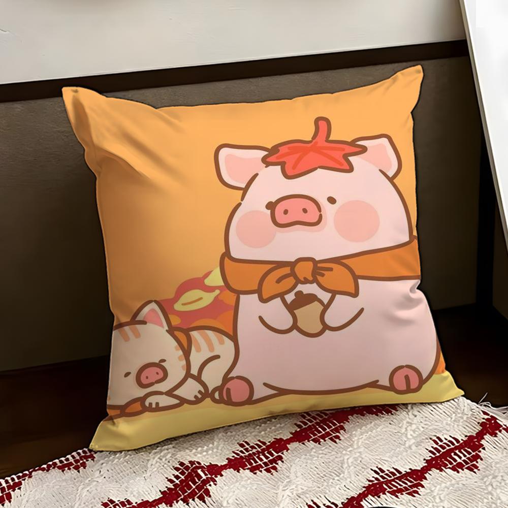 Cartoon LLulu Pig Pink Cushion Cover Reversible Soft Durable Pillow Cover Home  Car MultiScene Use for Daily Comfort
