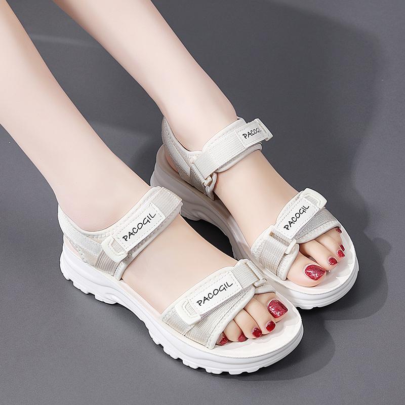 Sommer Damensandalen mit dicker Sohle Damenmode Leichte Klettverschluss Outdoor Freizeitsandalen Strandschuhe Hausschuhe für Mädchen
