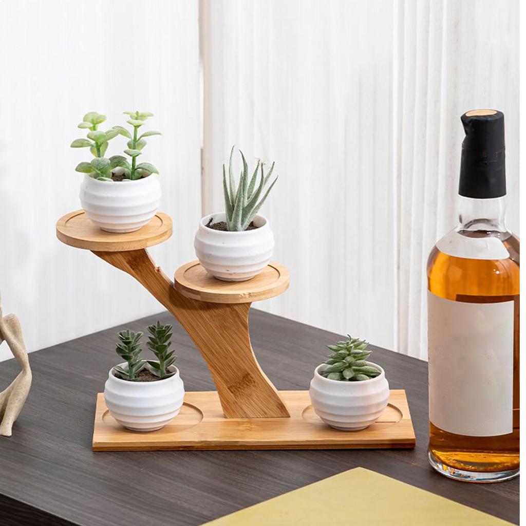 Small Plant Stand Wooden Multi-Tier Storage Display Aesthetic Plant Holders Indoor Stand for Home Decor Living Room Bedroom