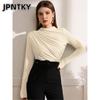 JPNTKY Women's Fashion Casual Solid Color Print Long Sleeve Blouses & Shirts