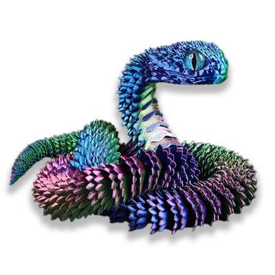 3D Printed Snake Rotatable Articulated Snake Joint Mobility Animal Simulation Model Office Desktop Ornament Home Decor Kids Gift