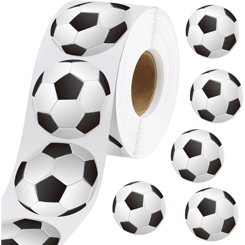 500 Pcs/Roll Footballs Soccers Basketball Sport Stickers 2.5Cm/1.0'' 16 Designs Decals Diy Adorn Gifts For Various Packaging